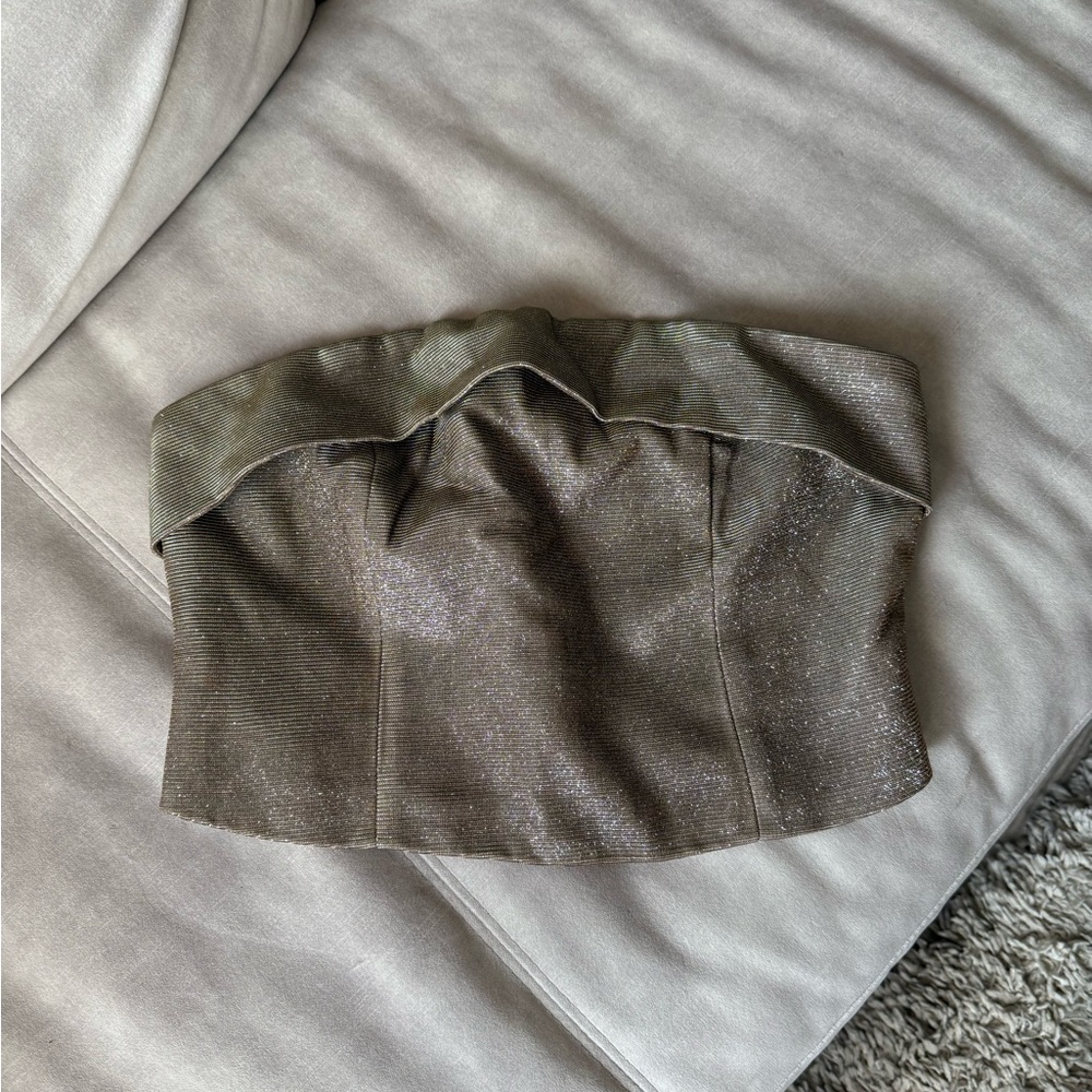 SLA The Label Sparkly Metallic Crop Top